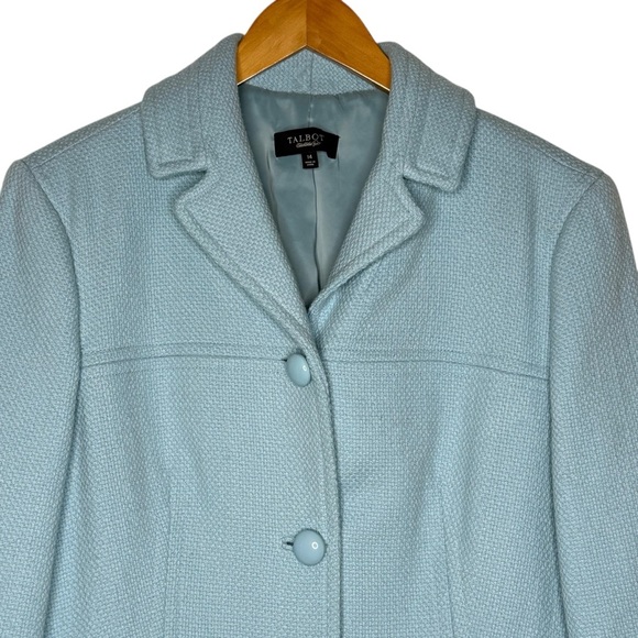Talbots Women’s Powder Blue Chunky Button Blazer Jacket Size 14 Retro Classic - Picture 5 of 16